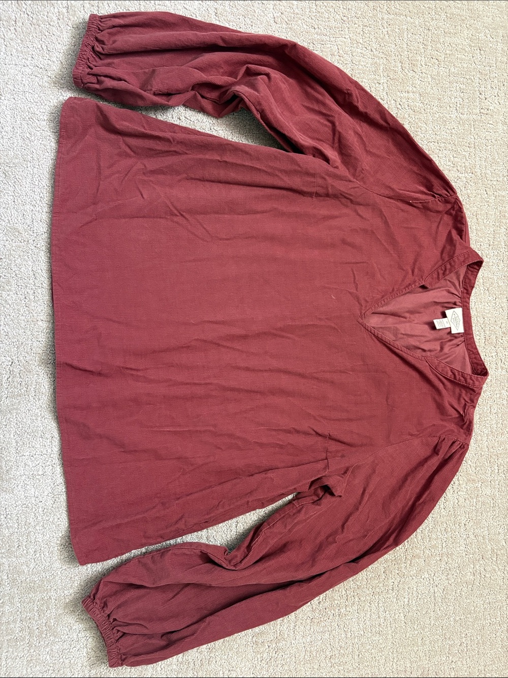 St. John's Bay Long Sleeve Top Maroon Womens xl Cotton Fall Spring